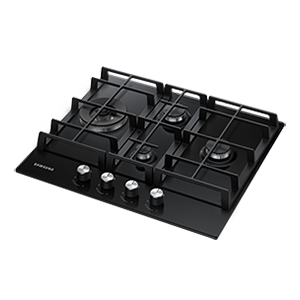 To zdjęcie pokazuje nam, jak płyta gazowa do zabudowy Samsung NA64H3030BK/O1 wygląda pod niewielkim kątem.