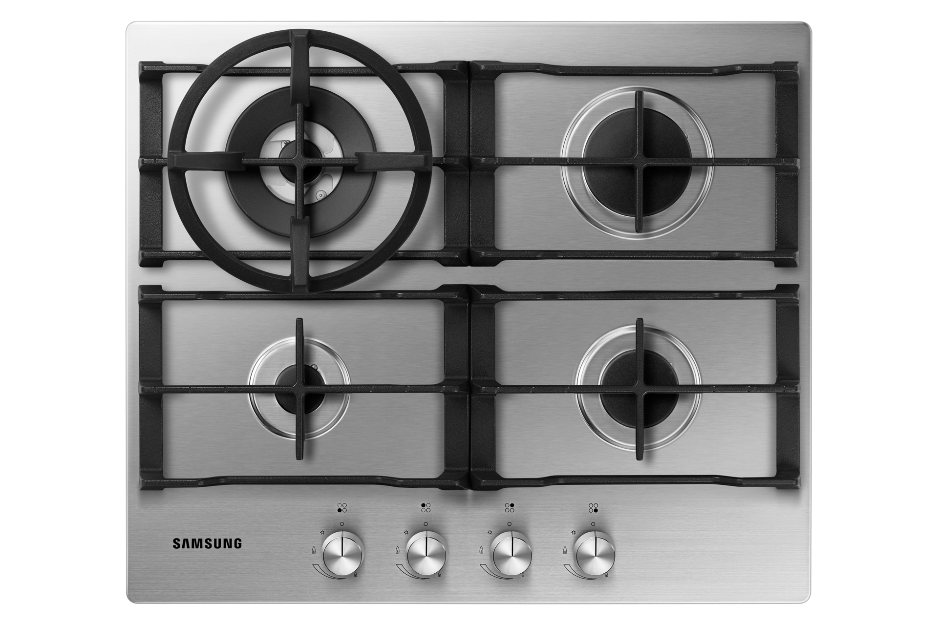 Nowoczesna płyta gazowa Samsung NA64H3040AS/O1 wraz z nakładką wok.