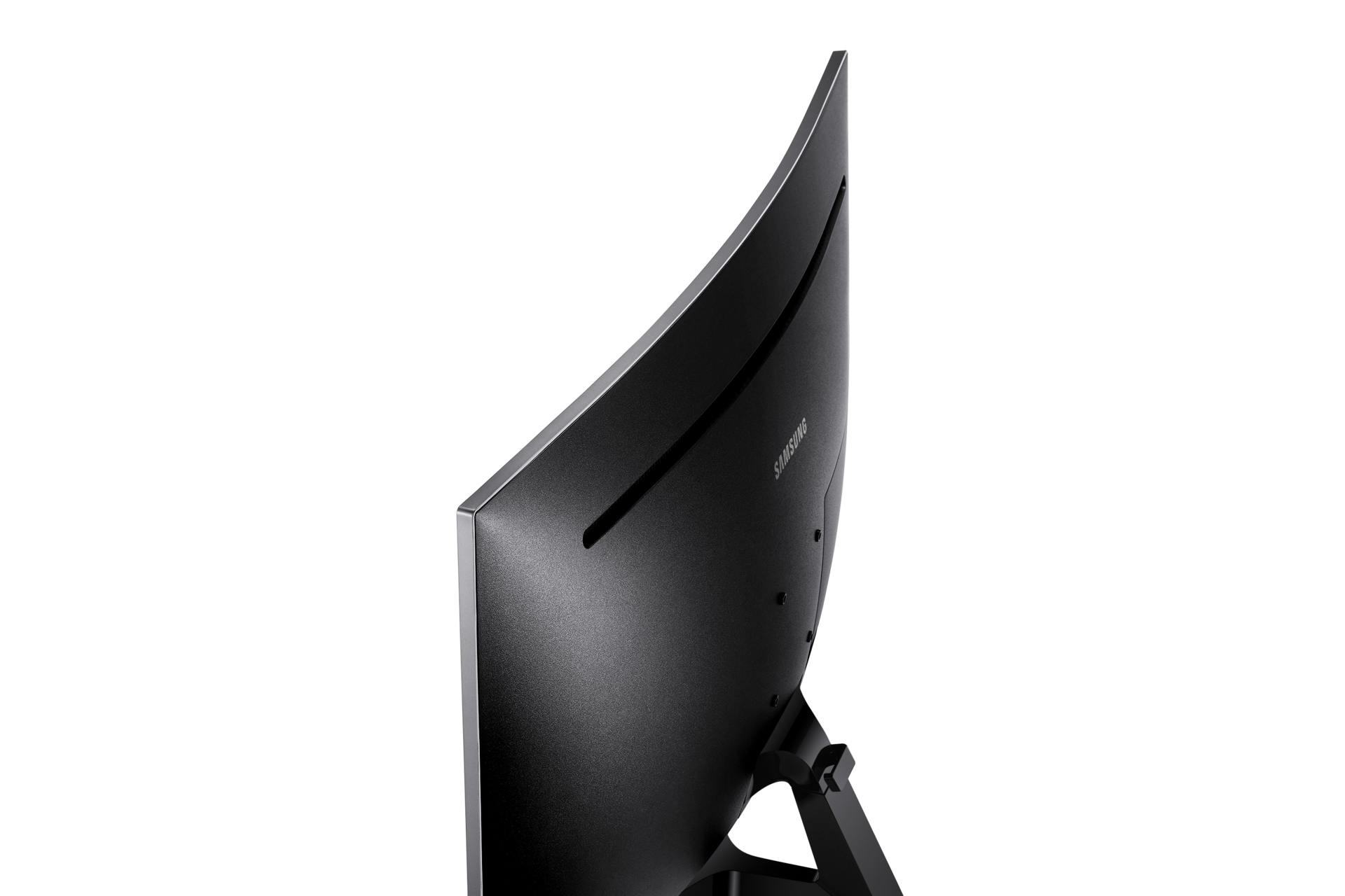 Monitor do gier zakrzywiony Samsung LC27JG50QQUXEN pokazany od góry.