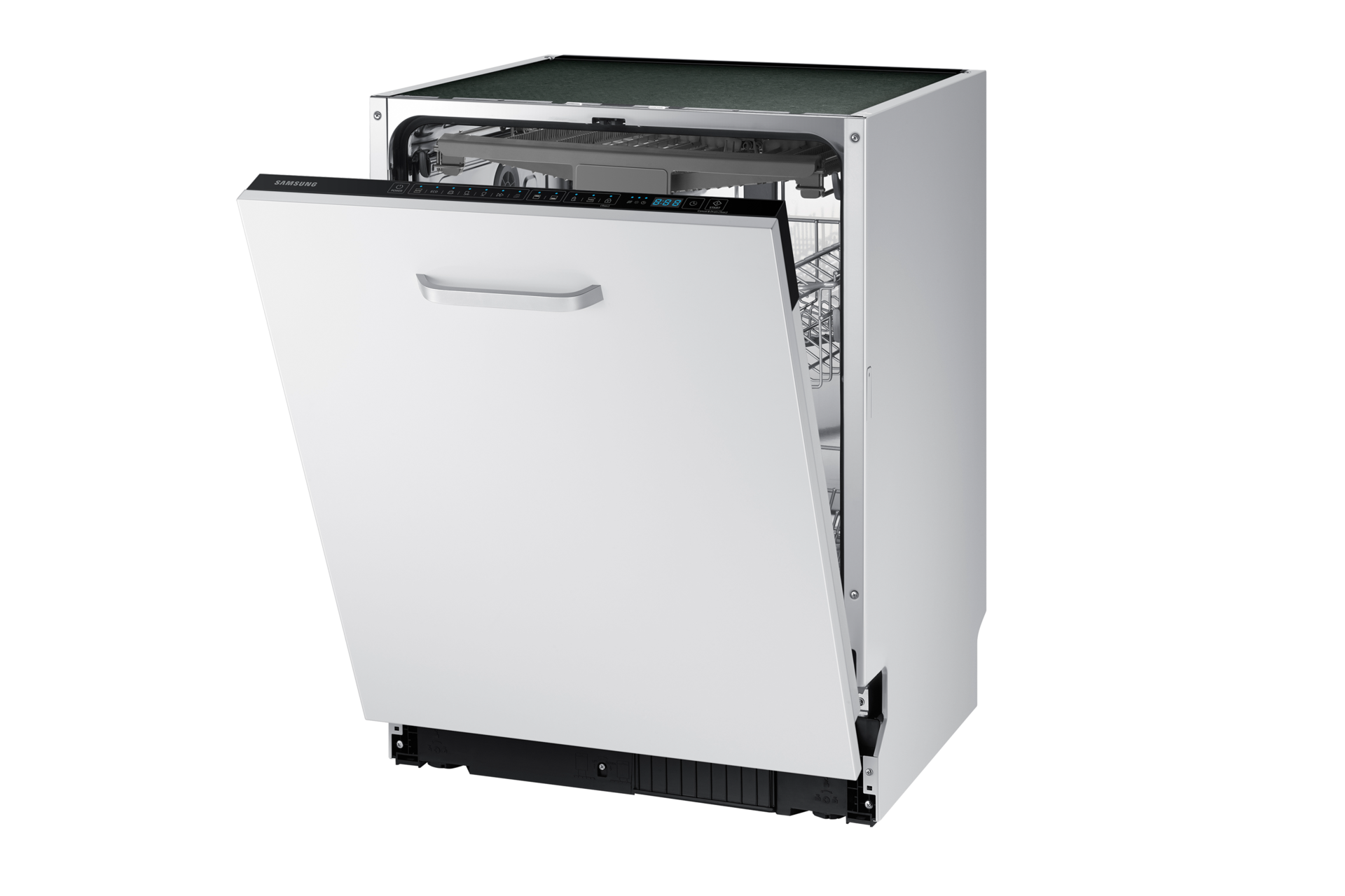 Uchylona zmywarka Samsung DW60M6051BB/EO pokazana na zdjęciu.