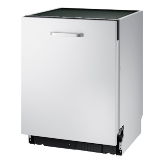 Biała zmywarka 60 cm DW60M6051BB/EO od firmy Samsung przedstawiona na zdjęciu pod kątem.