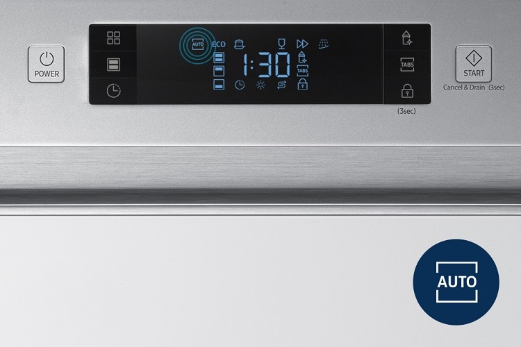 Programul automat este unul dintre avantajele mașinii de spălat vase Samsung DW60M6050SS/EO de 60 cm.