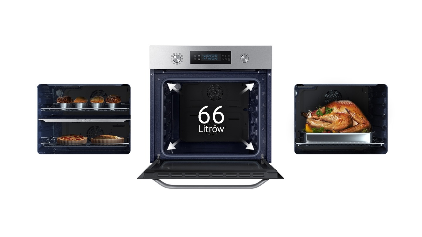 FORNO SAMSUNG NV66M3531BS ELETTRICO 60 CM 66 L AD INCASSO DUAL COOK DISPLAY  LED 25 PROGRAMMI PULIZIA CATALITICA INOX REFURBISHED CLASSE A