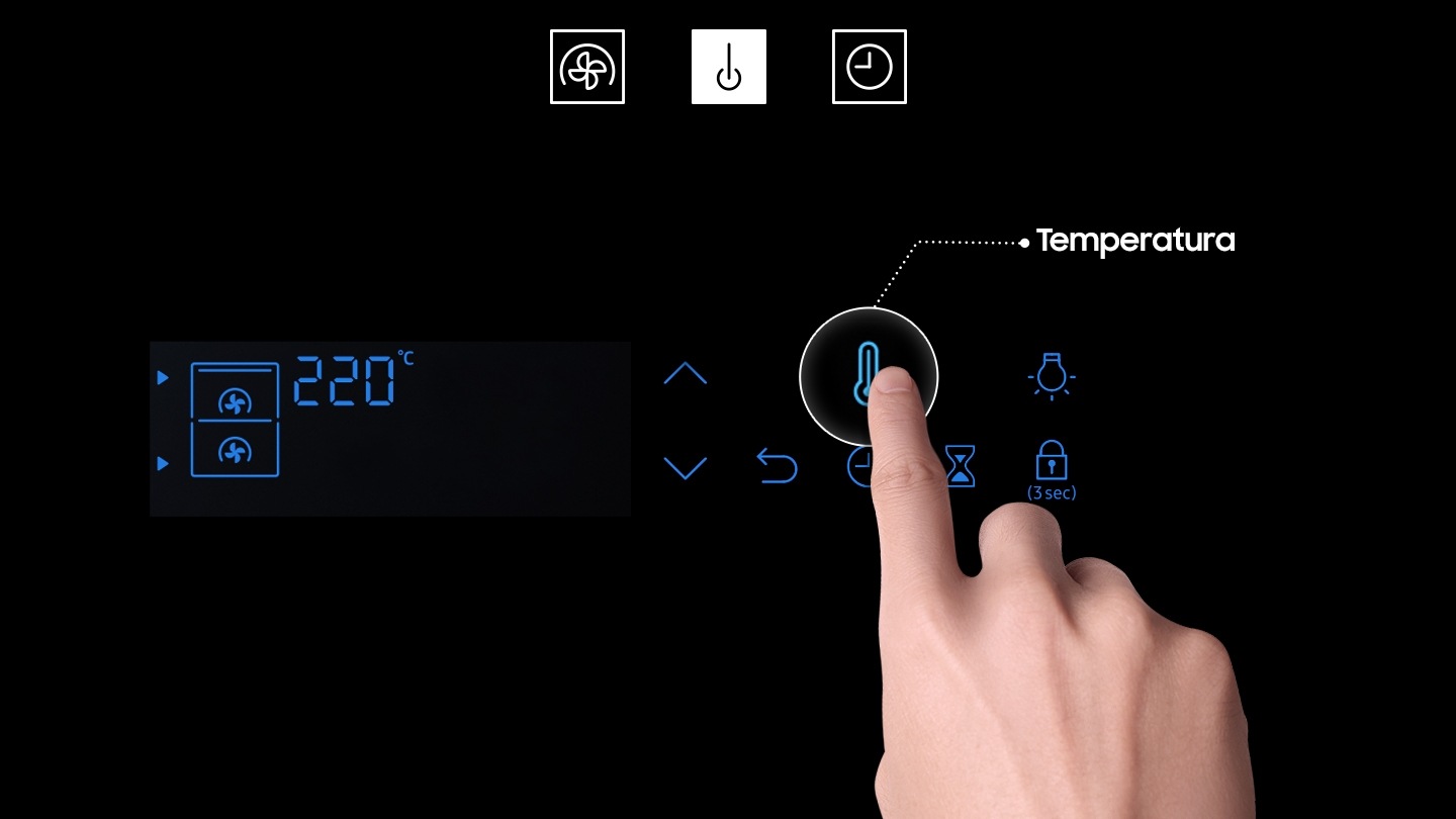 A modern Samsung NV75N762ARK/EO elektromos sütő segítségével gyorsan beállíthatja a hőmérséklet beállításait.