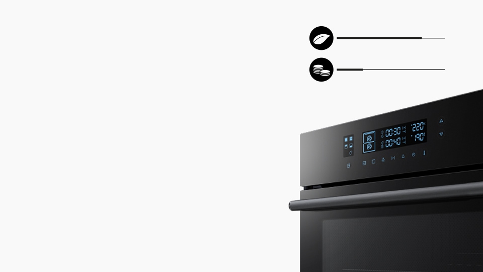 A speciális Dual Cook funkcióval rendelkező Samsung NV70M5520CB/EO 68 literes elektromos sütő energiát, időt és pénzt takarít meg.