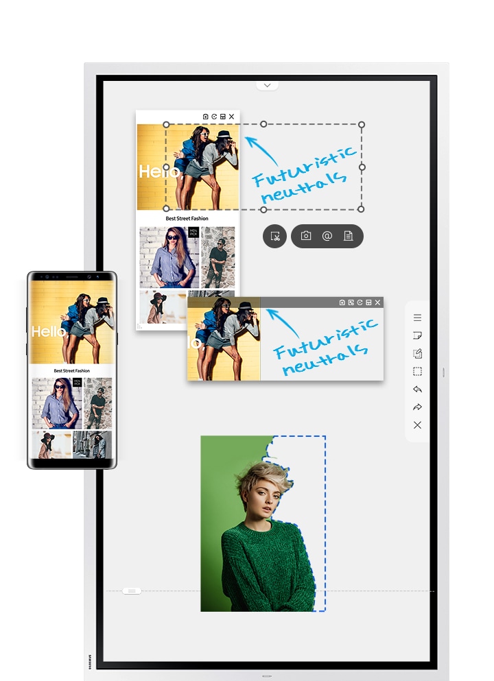 Tablica multimedialna Samsung Flip WM55R to jeszcze więcej możliwości edycji - przycinaj, podpisuj i przenoś
