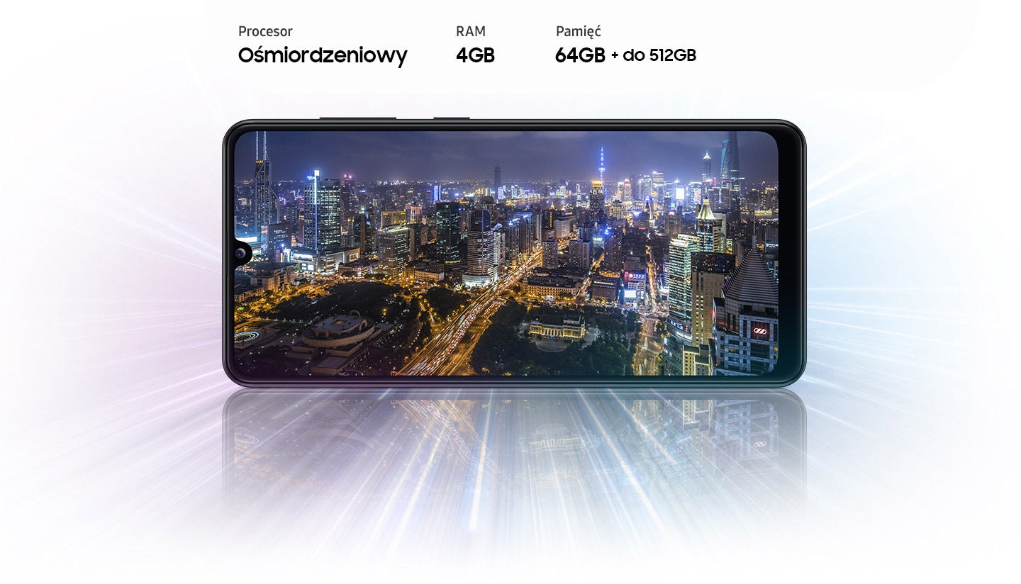 Ośmiordzeniowy procesor w multimedialnym smartfonie Galaxy A31 marki Samsung zapewni szybkość funkcjonowania Twojego nowego telefonu