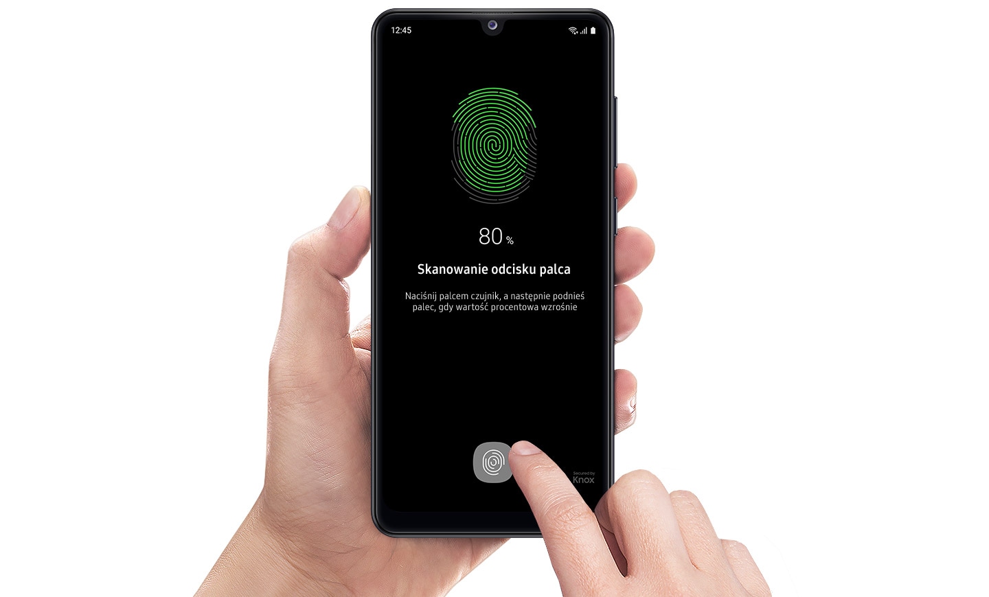 Skaner odcisku palca metodą autoryzacji w nowym Galaxy A31 marki Samsung. Dzięki temu rozwiązaniu, wszystkie Twoje dane będą bardzo bezpieczne!