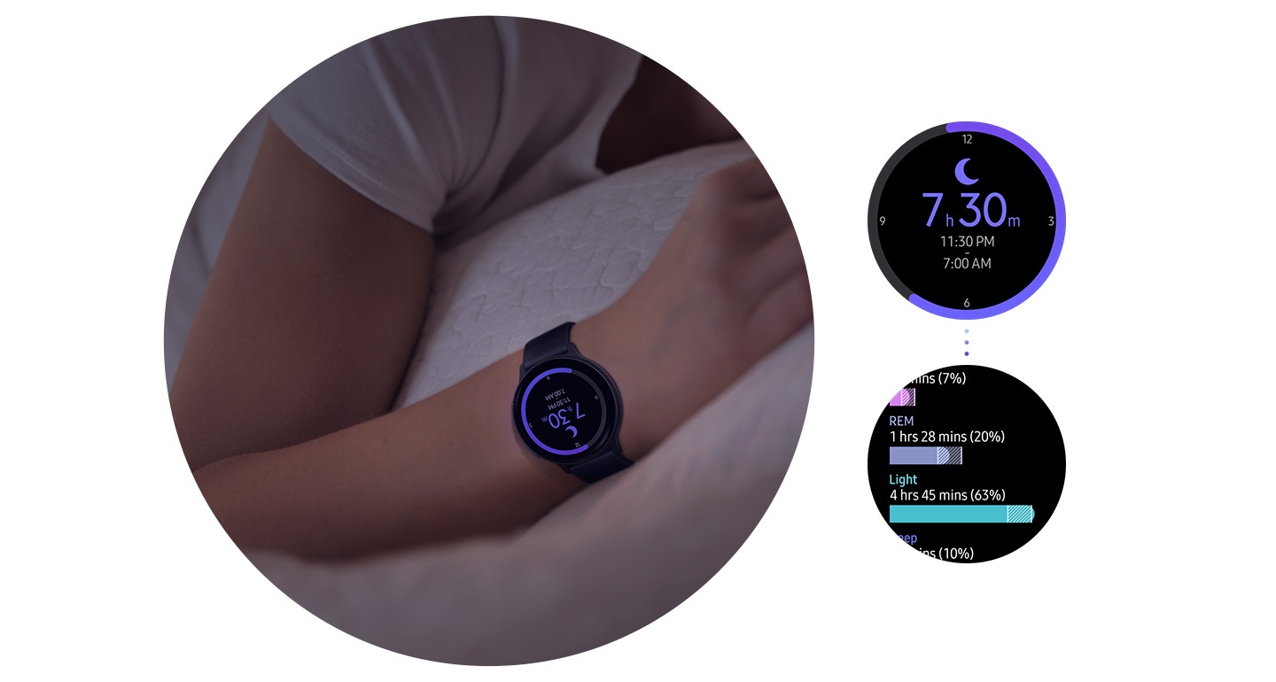 Śledź jakość snu i odpoczynku i pamiętaj o relaksie! Z Galaxy Watch Active 2 SM-R820 nie musisz się o nic martwić - smartwatch będzie pamiętał wszystko za Ciebie