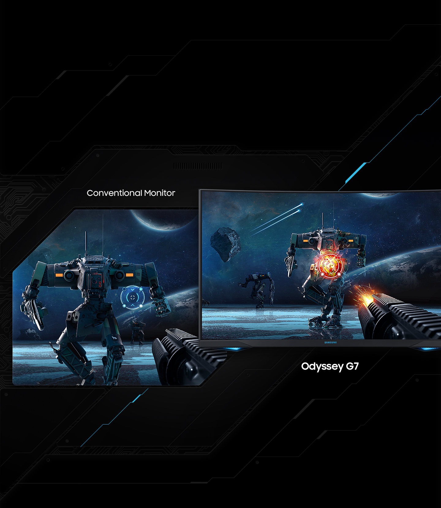 Monitor QLED Odyssey G7 – szybkość i reaktywność podczas gry.
