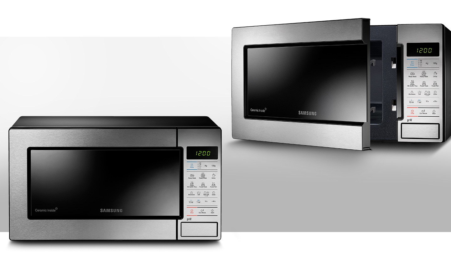 Сучасний дизайн надає мікрохвильовій печі Samsung GE83M/XEO розкішний вигляд та підходить для будь-якої кухні.