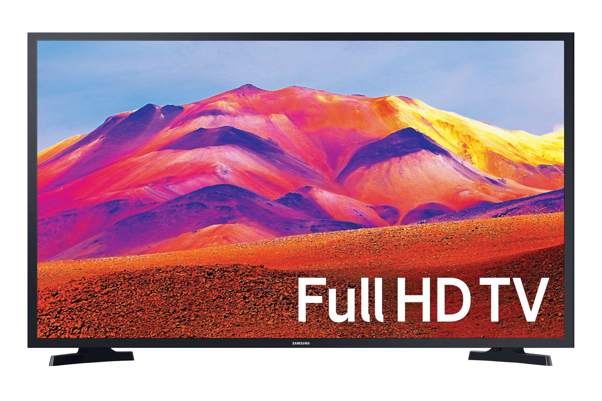 Samsung telewizor Full HD TV 32 cale UE32T5372AUXXHT5372 z HDR, Precyzyjnymi i Żywymi Kolorami oraz Ultra Czystym Obrazem - widok na przód i podstawę