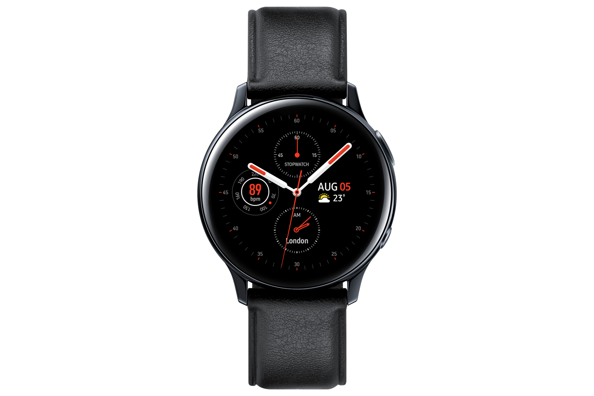 Czarny smartwatch Galaxy Watch Active 2 ze stali nierdzewnej 40mm - widok na kopertę