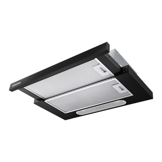 To ujęcie prezentuje okap Samsung NK24M1030IB/UR od dołu.