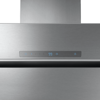 Na tym zdjęciu możemy zobaczyć panel kontrolny, w jaki został wyposażony okap z wyciągiem Samsung NK36M7070VS/UR.