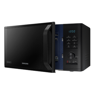 Drzwi mikrofalówki otwierane są za pomocą wygodnego uchwytu bez konieczności używania przycisków