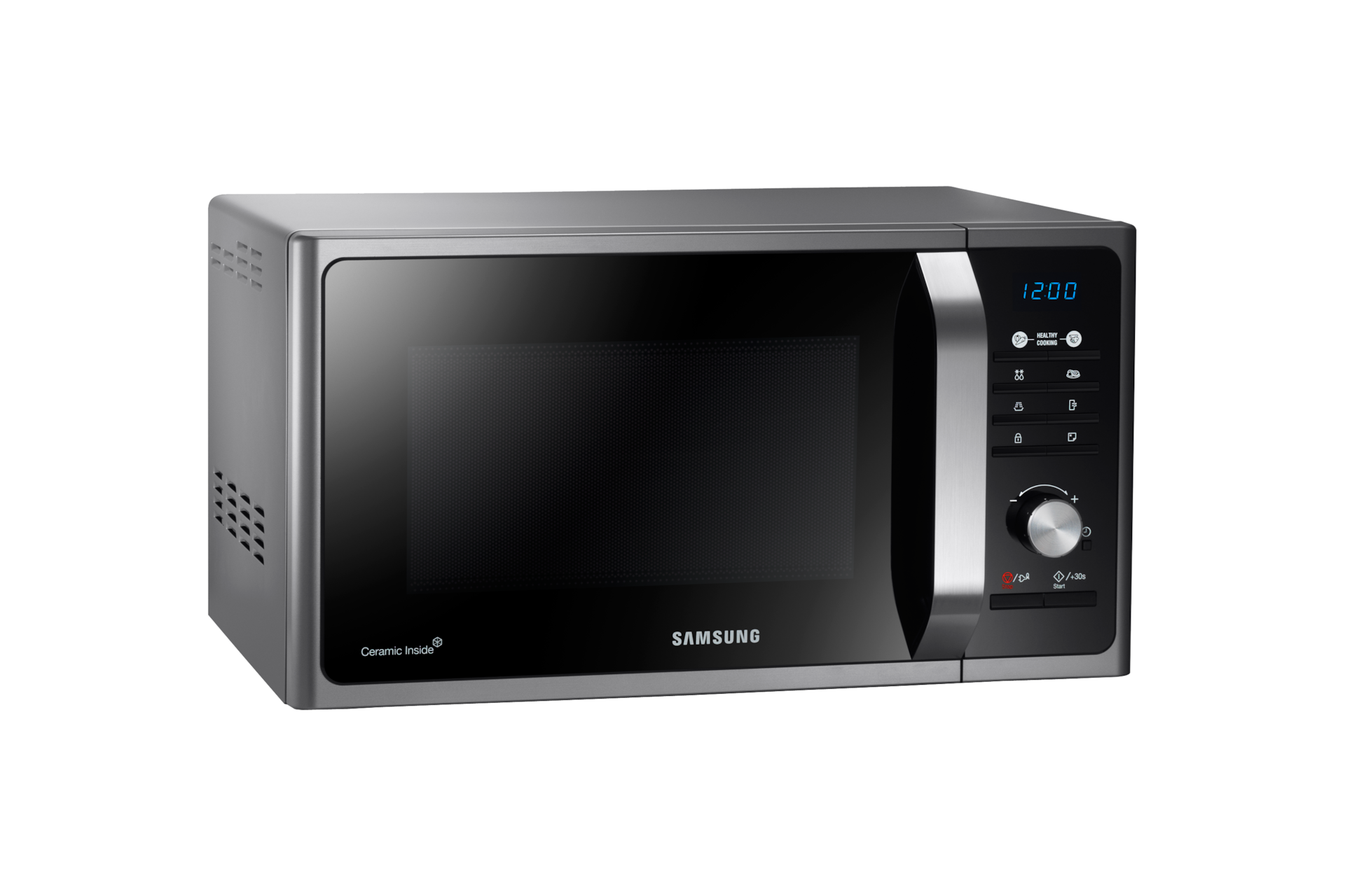 Czarne szkło umieszczone w drzwiach podkreśla elegancki wygląd urządzenia i pozwala śledzić stan potrawy