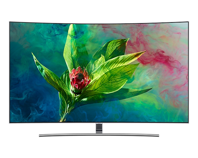 Widok przodu telewizora Samsung 55 cali - QLED TV 2018 Q8C- QE55Q8CNATXXH