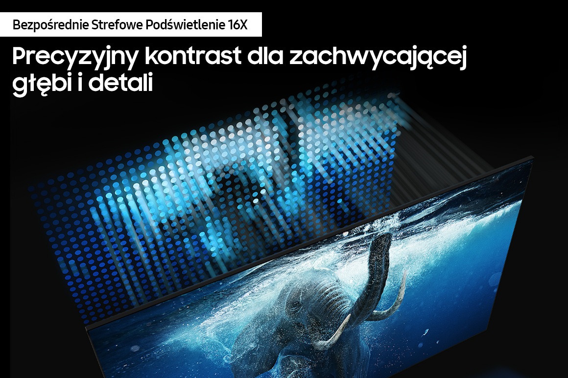 Bezpośrednie Strefowe Podświetlenie 16x zachwyci głębią koloru i wyraźnymi detalami w każdej scenie na ekranie telewizora QLED 55" Q95T - QE55Q95TATXXH
