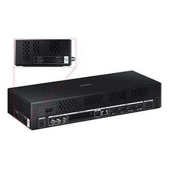 Tył modułu One Connect z gniazdami wejściowymi dla łatwego podłączenia pozostałych sprzętów do telewizora QLED 55" Q95T - QE55Q95TATXXH