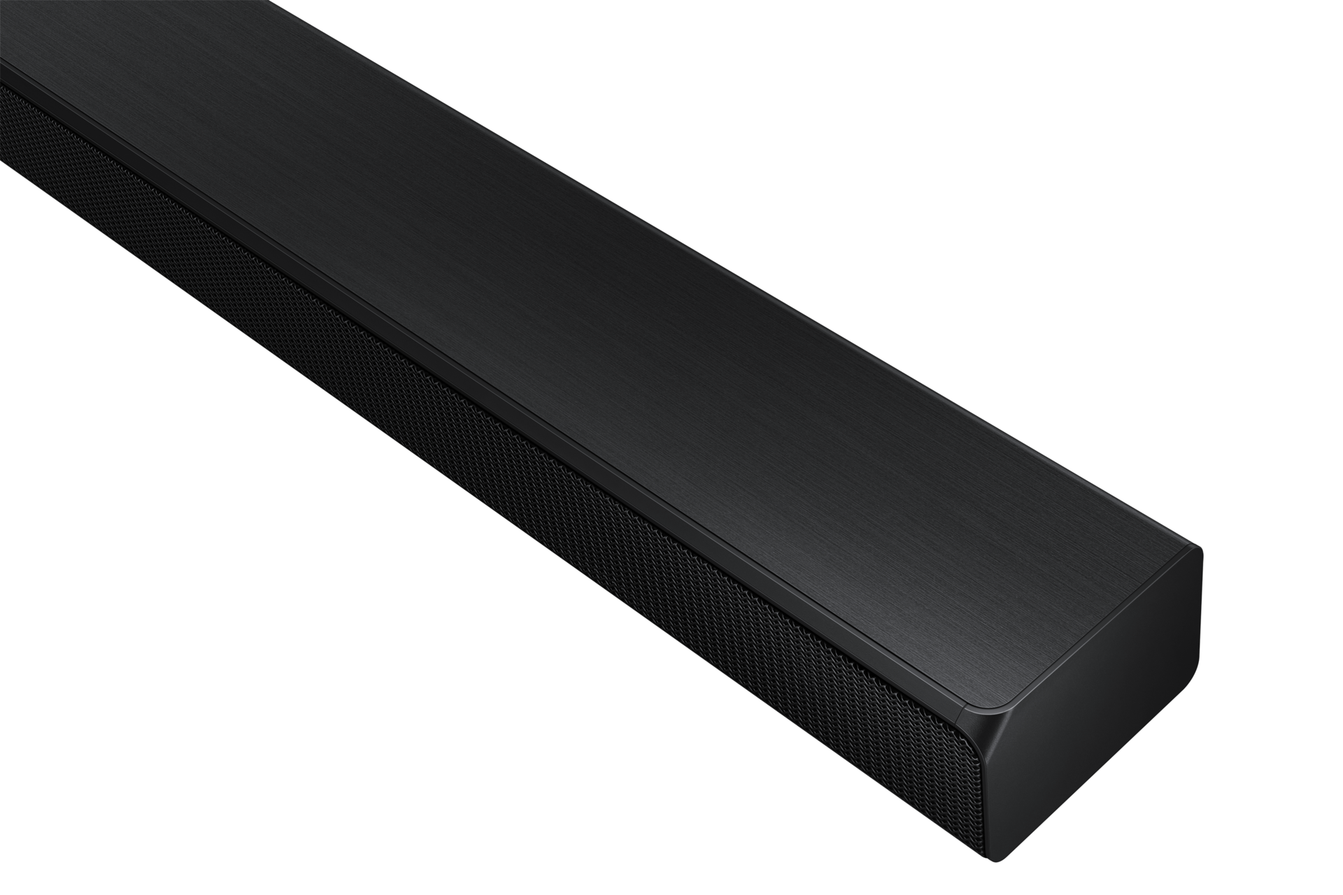 Perspektywa od góry z prawej strony na róg zaprezentowanego nowego soundbaru Samsung T550/EN. Poznaj każdą scenę całkowicie na nowo, dzięki przestrzennemu dźwiękowi 3D
