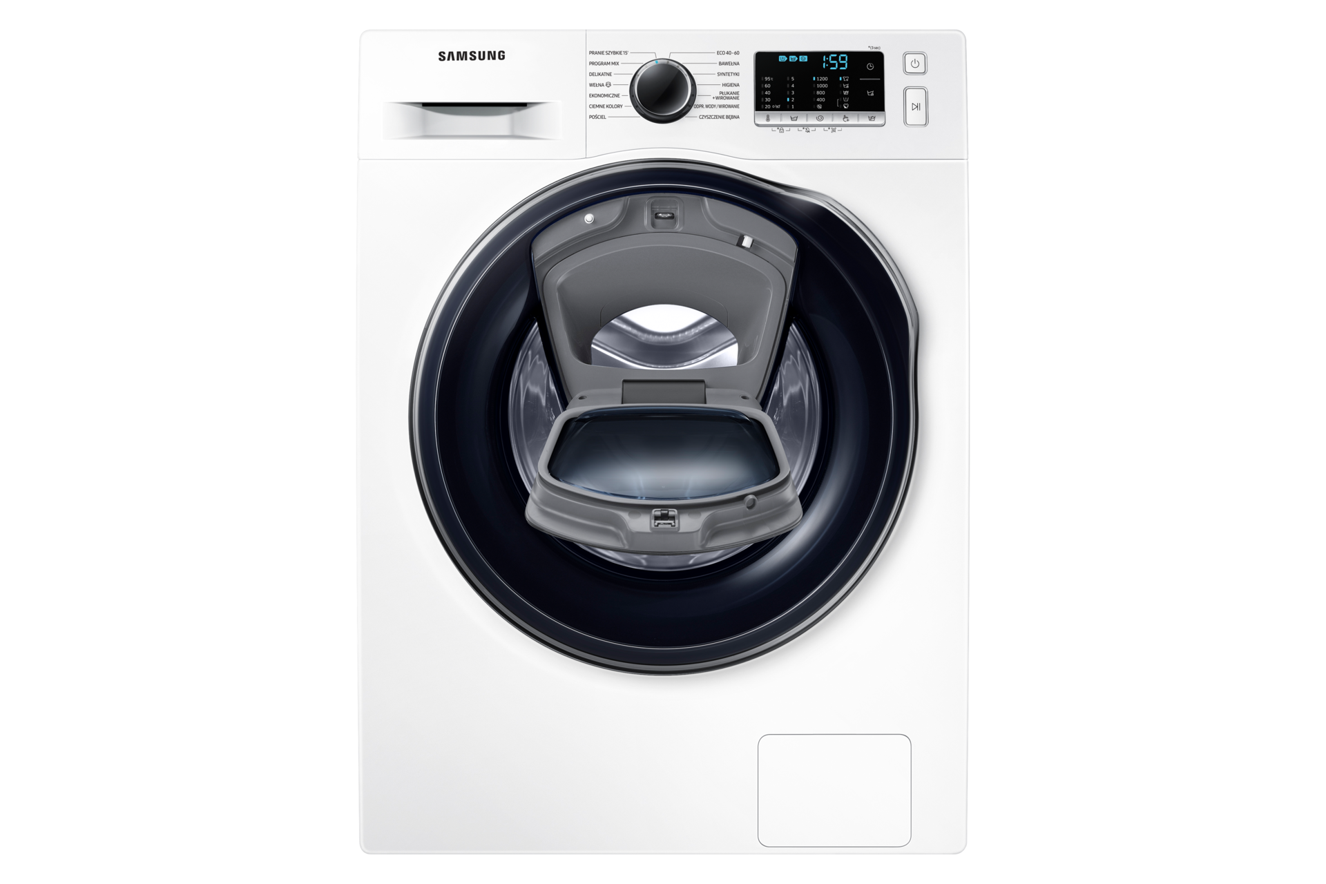 Samsung pralka WW8NK52E0VX/EO z otwartymi drzwiami AddWash.