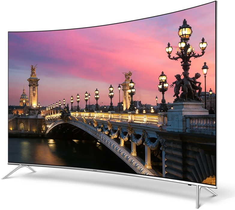 TV Samsung con l'immagine sullo schermo del canyon della luce dettagliata.