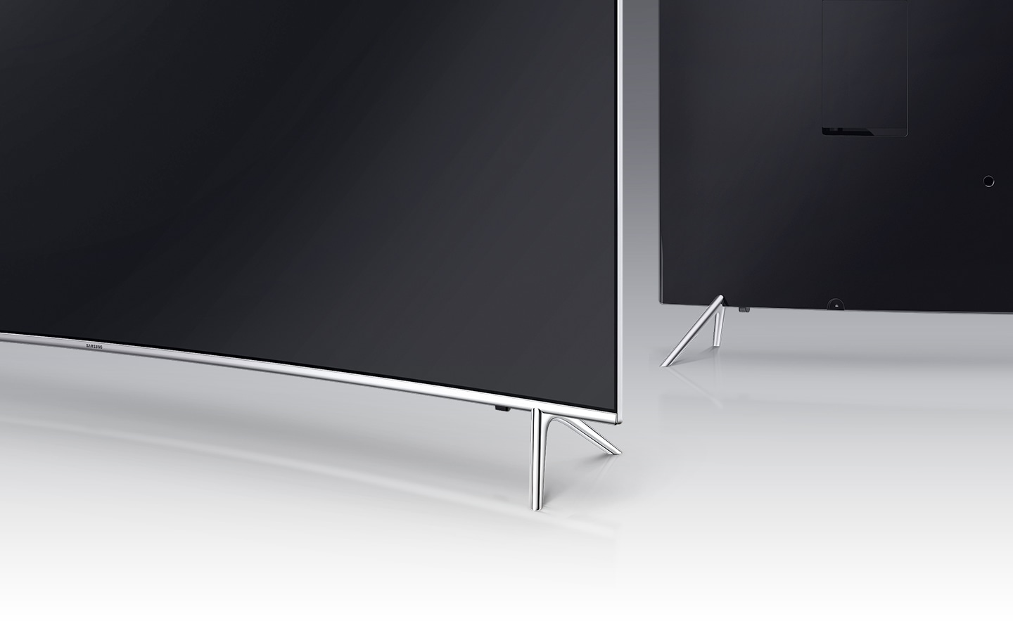 A back angle image of Samsung SUHD TV’s T-stand.