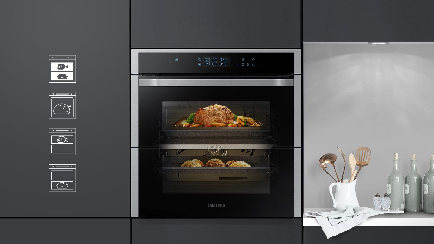 Духовой шкаф samsung dual cook flex nv75n7646rb черный