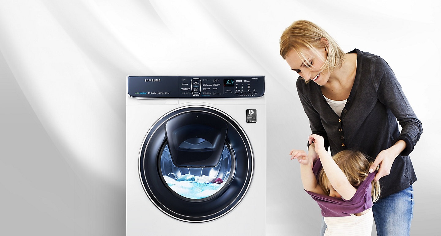 Стиральная машина Samsung WW5600K (AddWash и Eco Bubble), 6.5кг белый –  купить за 56290 ₽ | Online Samsung