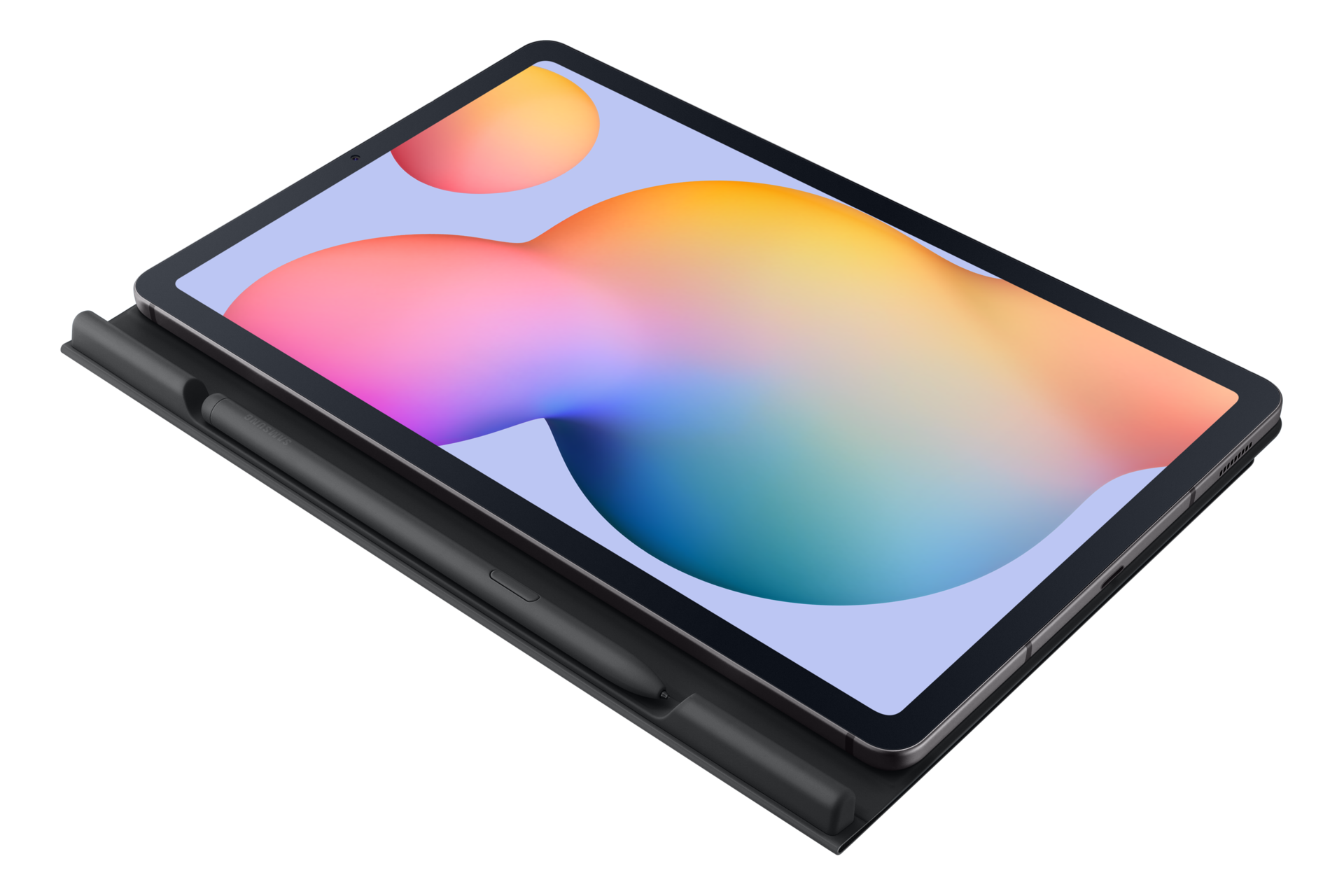 Серый чехол Book Cover для Galaxy Tab S6 Lite, вид в перспективе