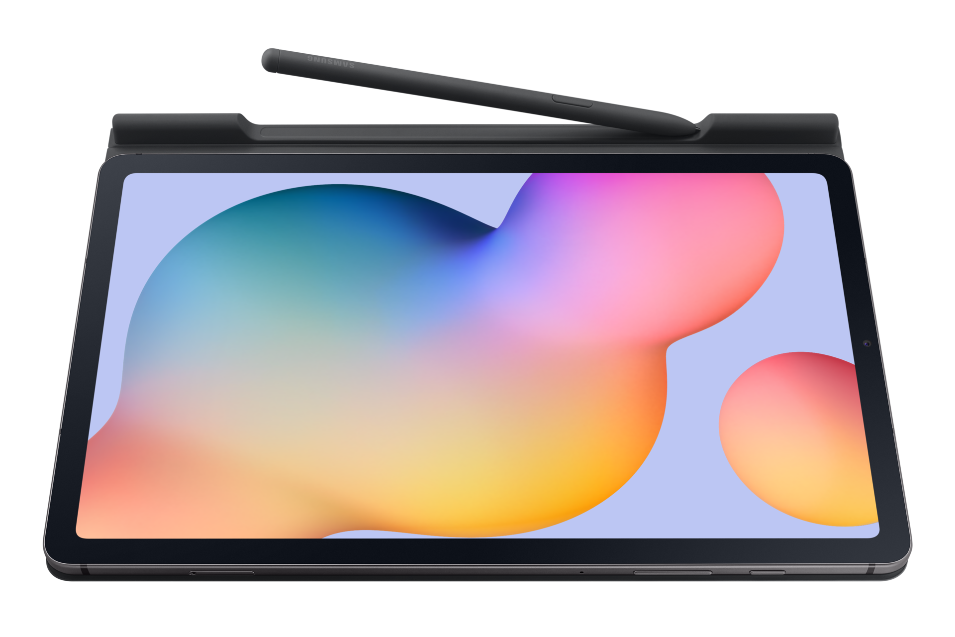 Серый чехол Book Cover для Galaxy Tab S6 Lite, вид со стилусом S Pen