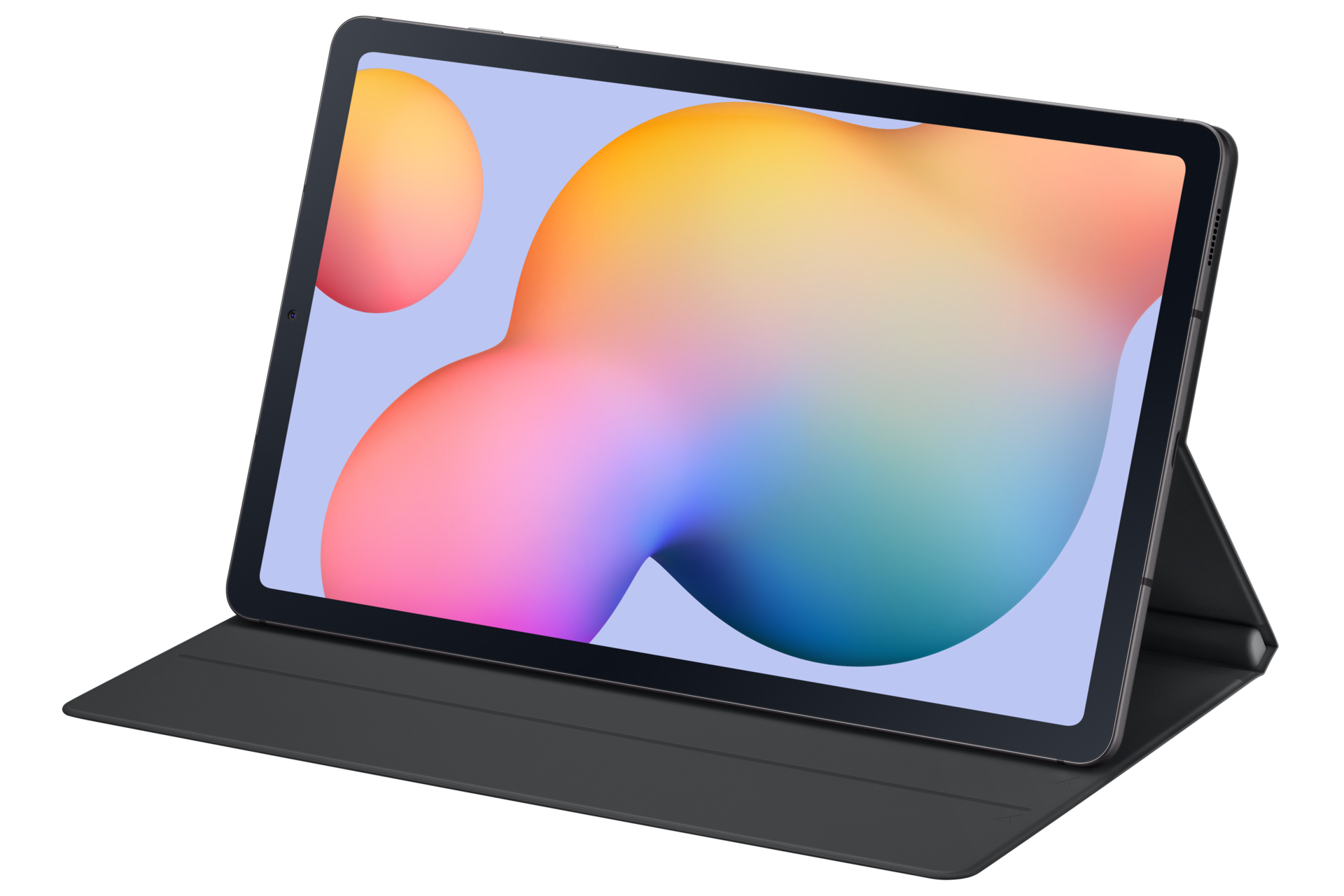 Серый чехол Book Cover для Galaxy Tab S6 Lite, вид на подставке в верхнем положении