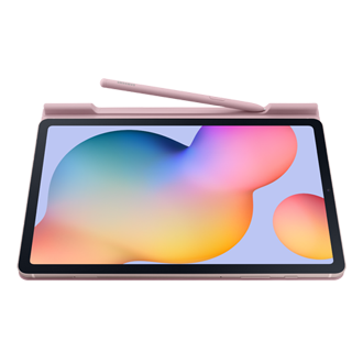 Розовый чехол Book Cover для Galaxy Tab S6 Lite, вид со стилусом S Pen