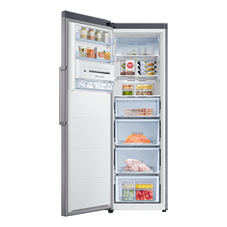 [Морозильная камера RZ7000: 315 л, охлаждение Ñó~ Frós~t вид спереди с открытой дверцей с едой]