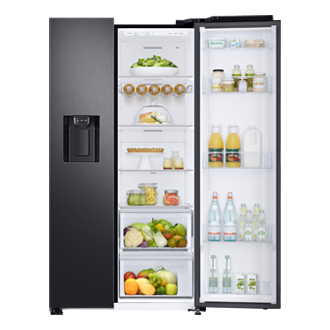 Front right door open with food black