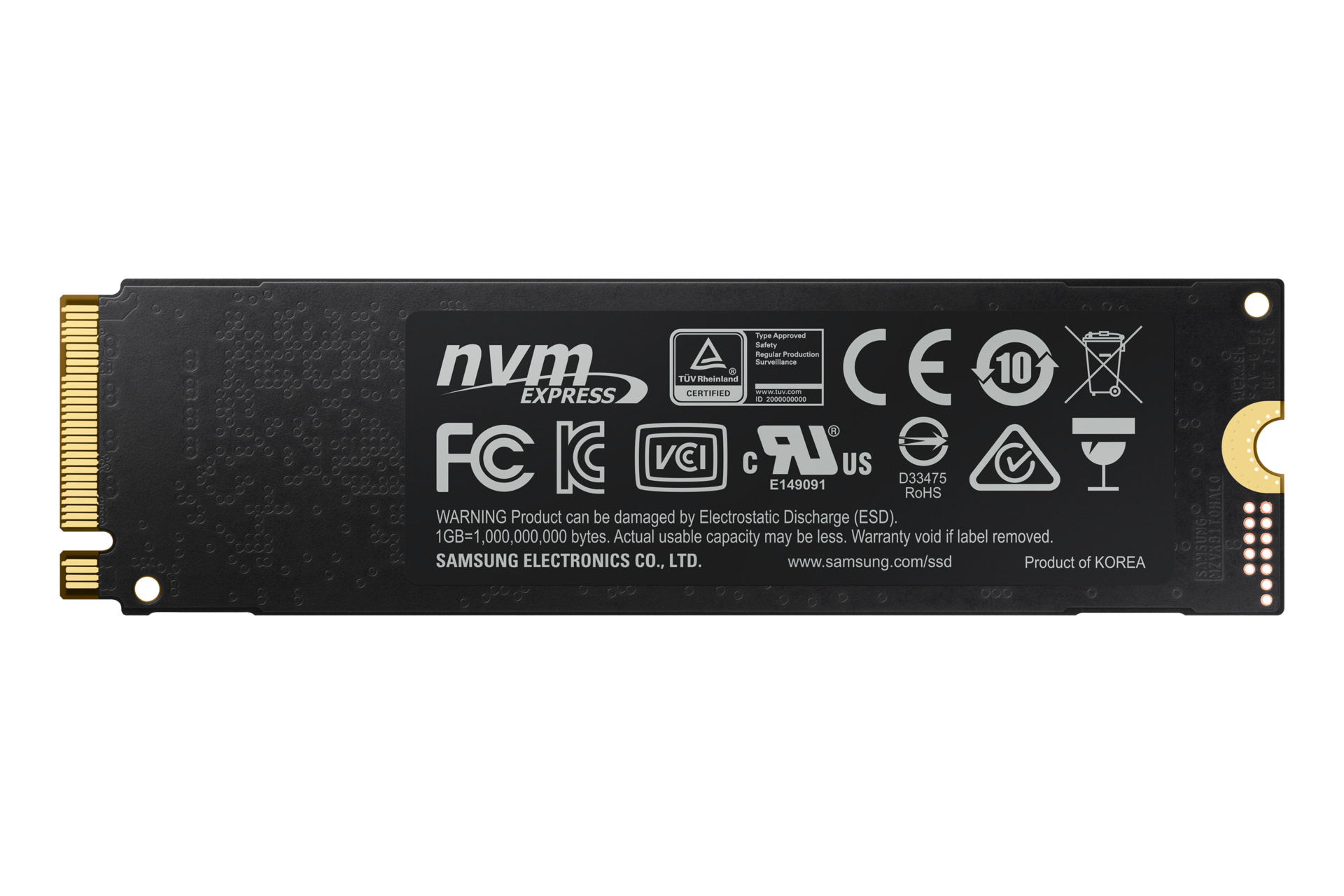 내장 SSD 970 EVO Plus NVMe M.2 2 TB 블랙 뒷면 