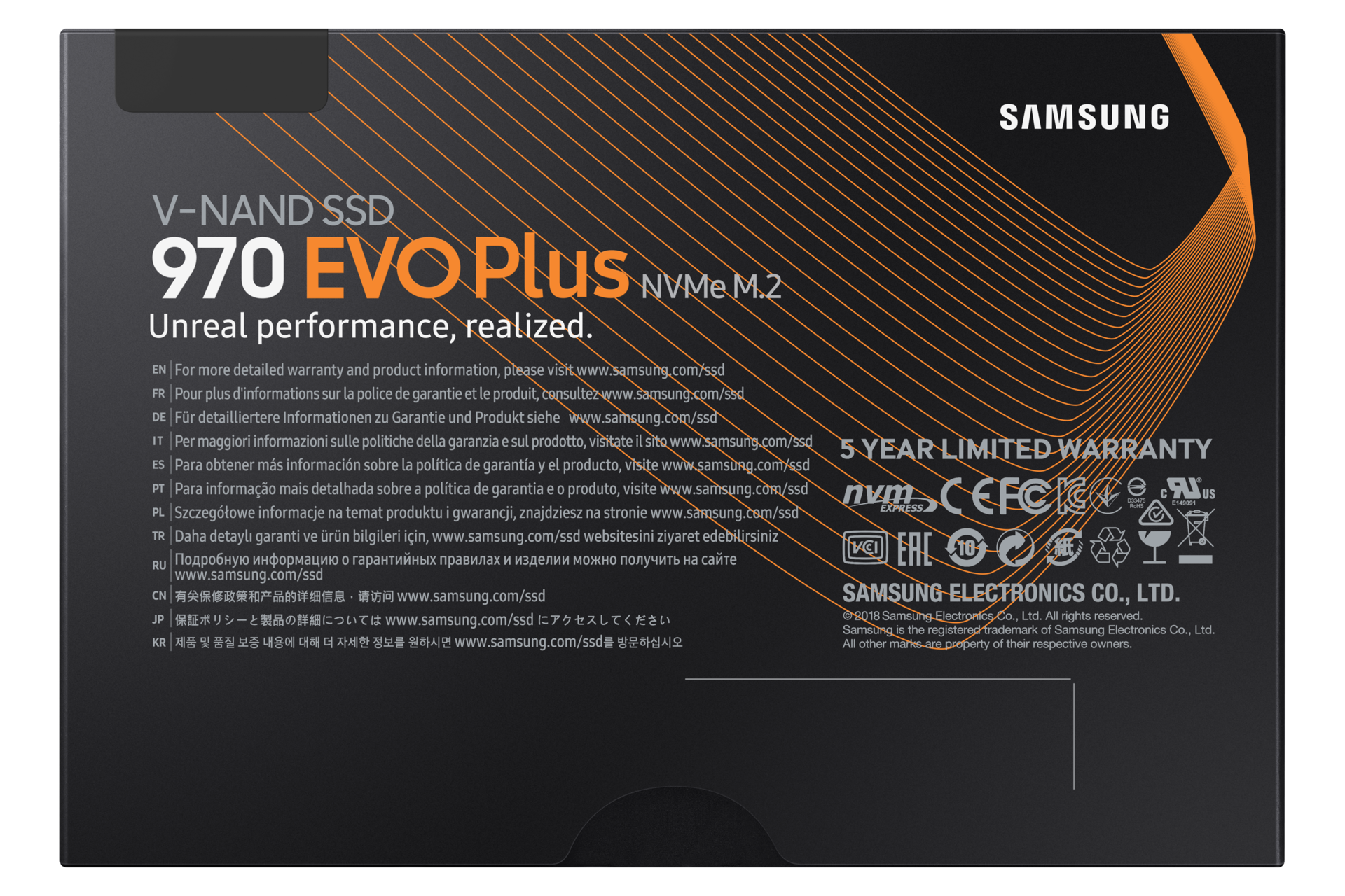 내장 SSD 970 EVO Plus NVMe M.2 2 TB 블랙 패키지 뒷면