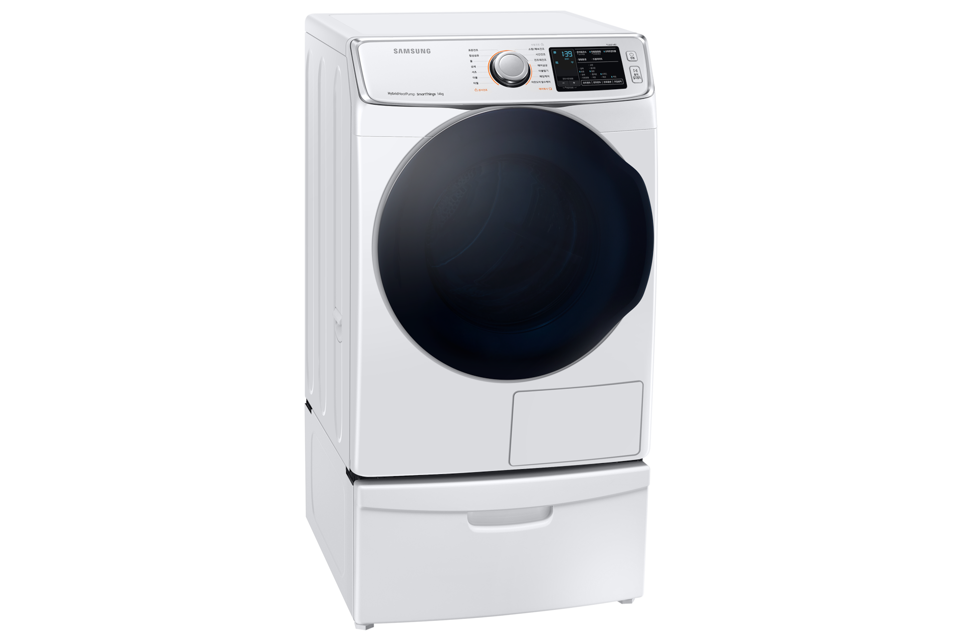 화이트 실내설치 키트 및 건조기 화이트 제품 설치 된 정면 왼쪽 45도