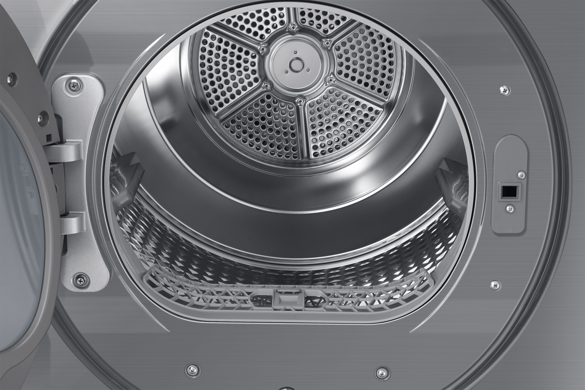 그랑데 건조기 AI 17 kg 이녹스 제품 정면 도어열림 내부 확대