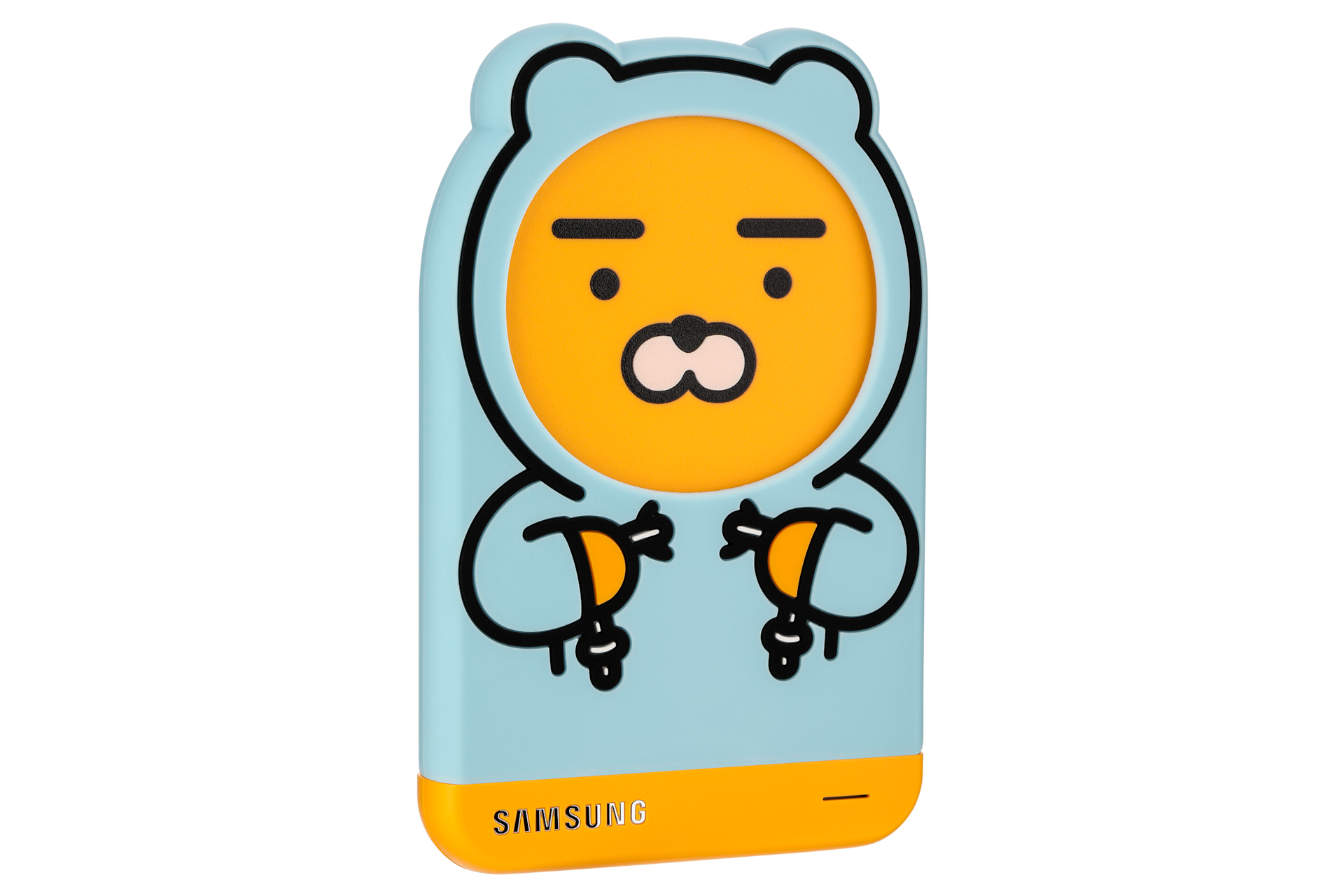 외장 HDD 라이언 2 TB 스카이 블루 오른쪽으로 45도 돌아간 이미지