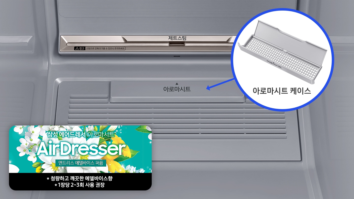 에어드레서 내부에 아로마시트 삽입하는 위치가 보이고 아이리스향에 대한 간단한 설명이 보입니다.