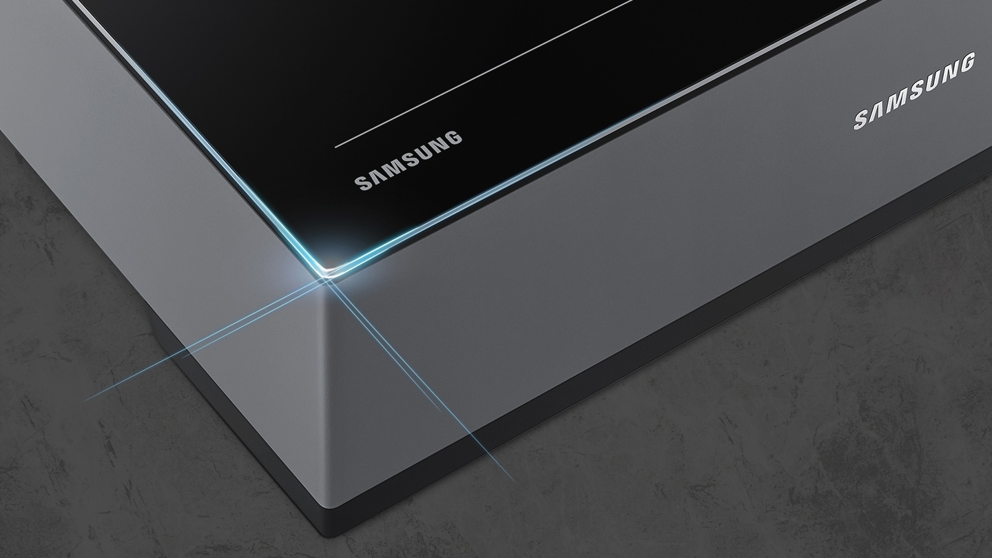 프리스탠딩 제품의 모서리 부분을 확대하여 보여주고 있습니다.