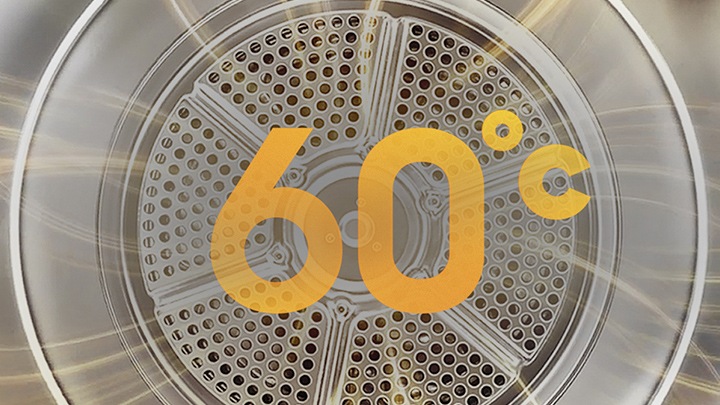 건조기 내부 드럼 온도 60 ℃를 보여주고 있습니다.
