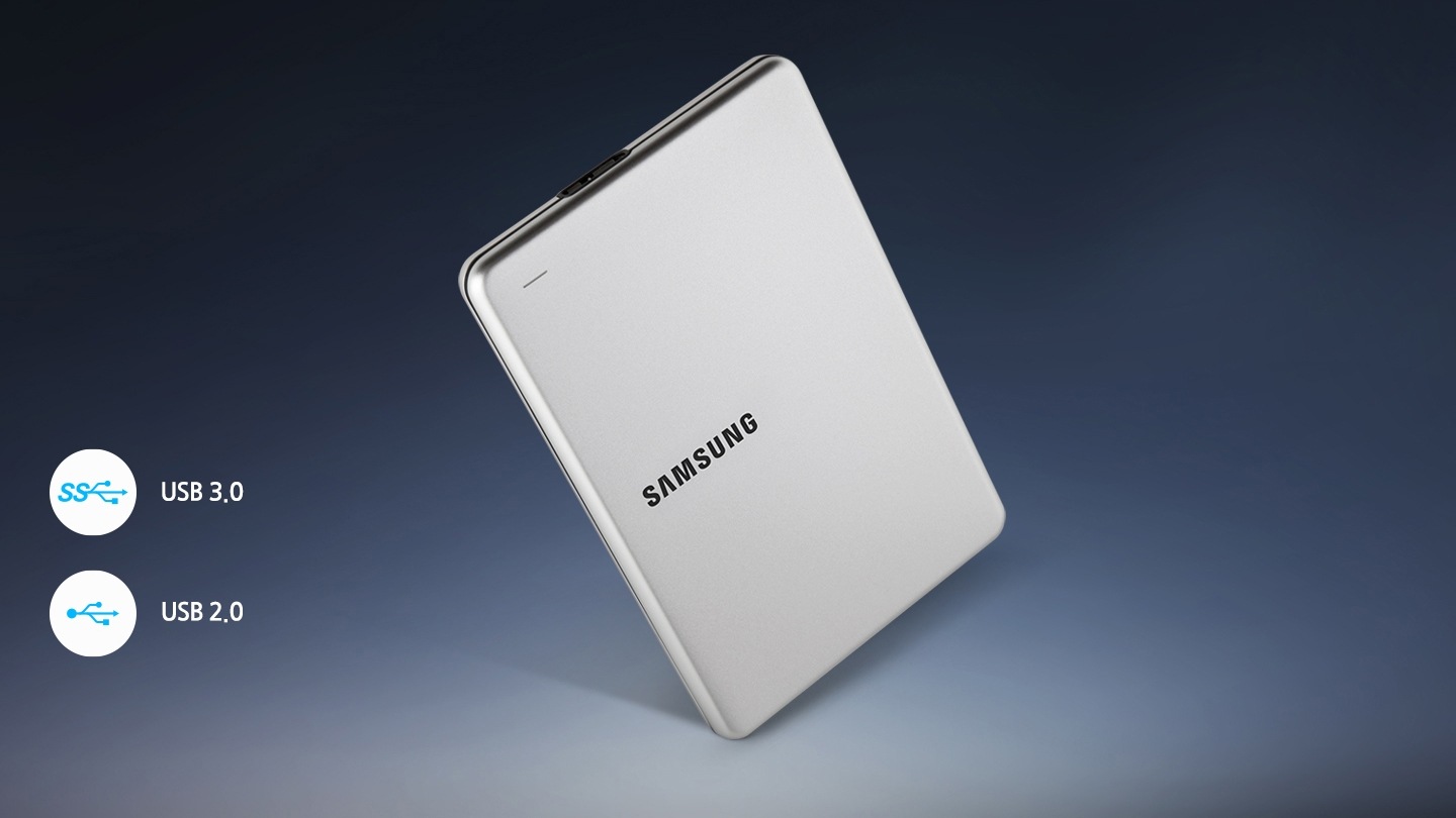 USB 3.0 과 USB 2.0 호환이 가능한  외장 HDD SLIM을 보여주고 있습니다.