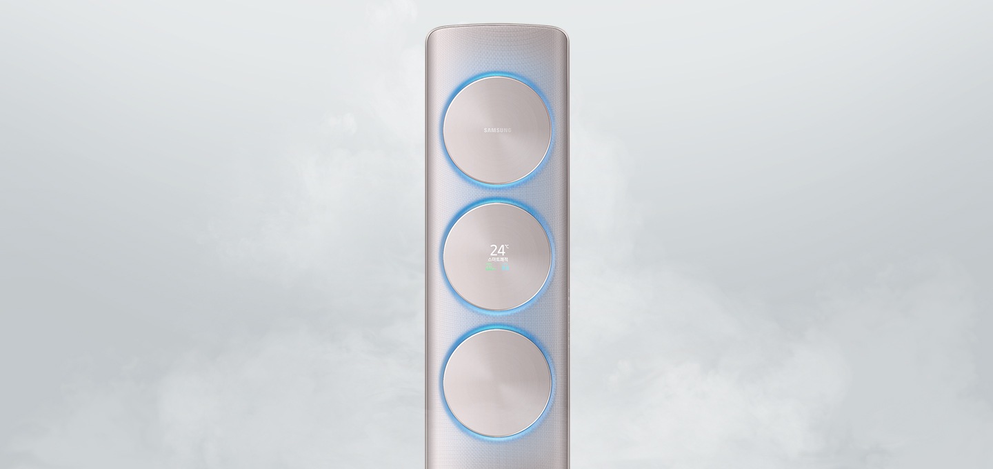 무풍냉방 중인 에어컨을 보여주고 있습니다.