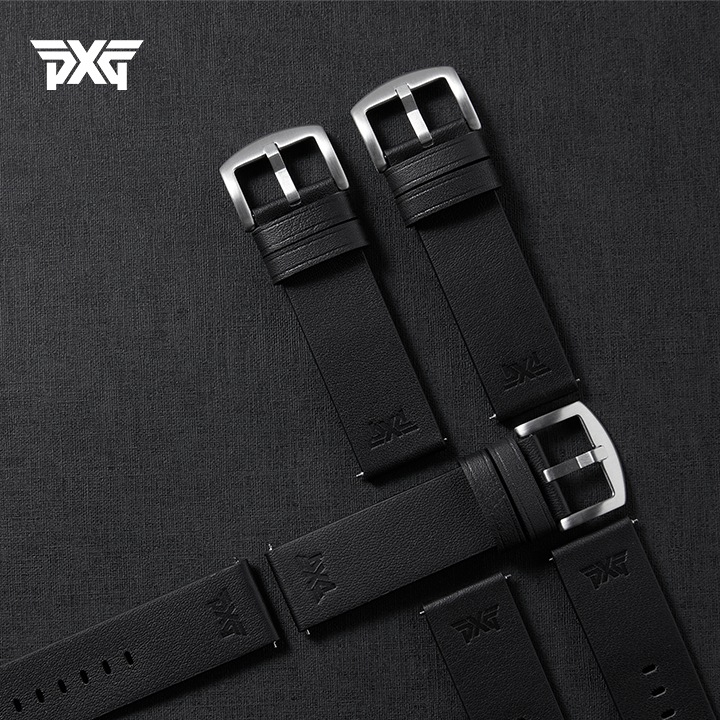 왼쪽 상단에 PXG 로고가 있고 오른쪽에는 PXG 에디션 스트랩 3개가 놓여있습니다.