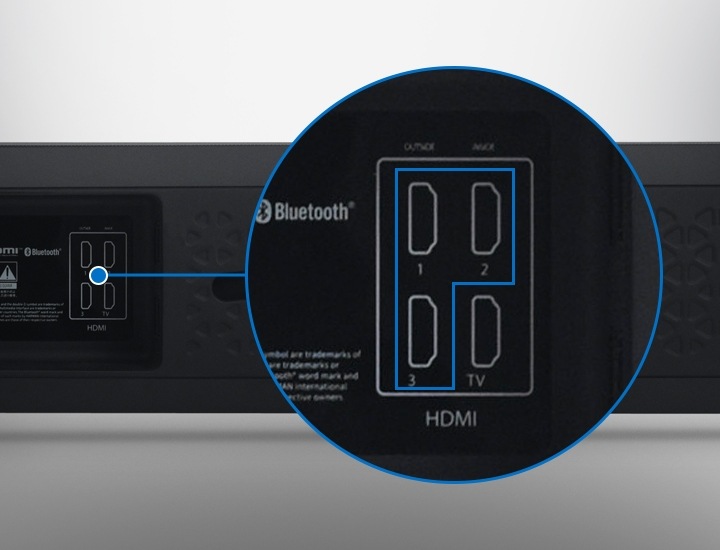 제품 뒷면에 있는 HDMI 단자를 확대하여 보여주고 있습니다.