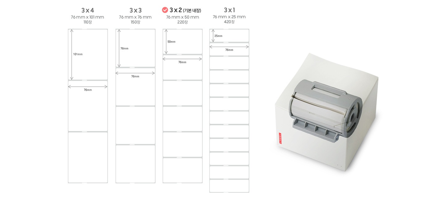 카트리지 사이즈를 보여주고 있습니다.