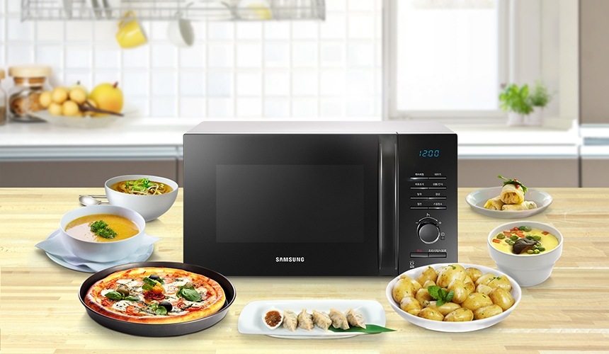 원터치자동조리로 가능한 음식과 전자레인지 이미지입니다.